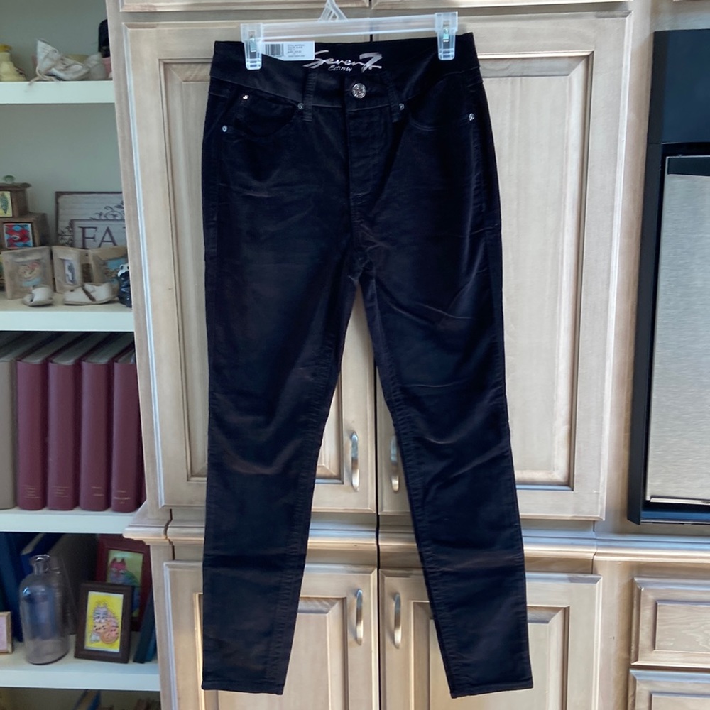 Seven7 black pants sz 6 NWT jeans velvet hi rise skinny